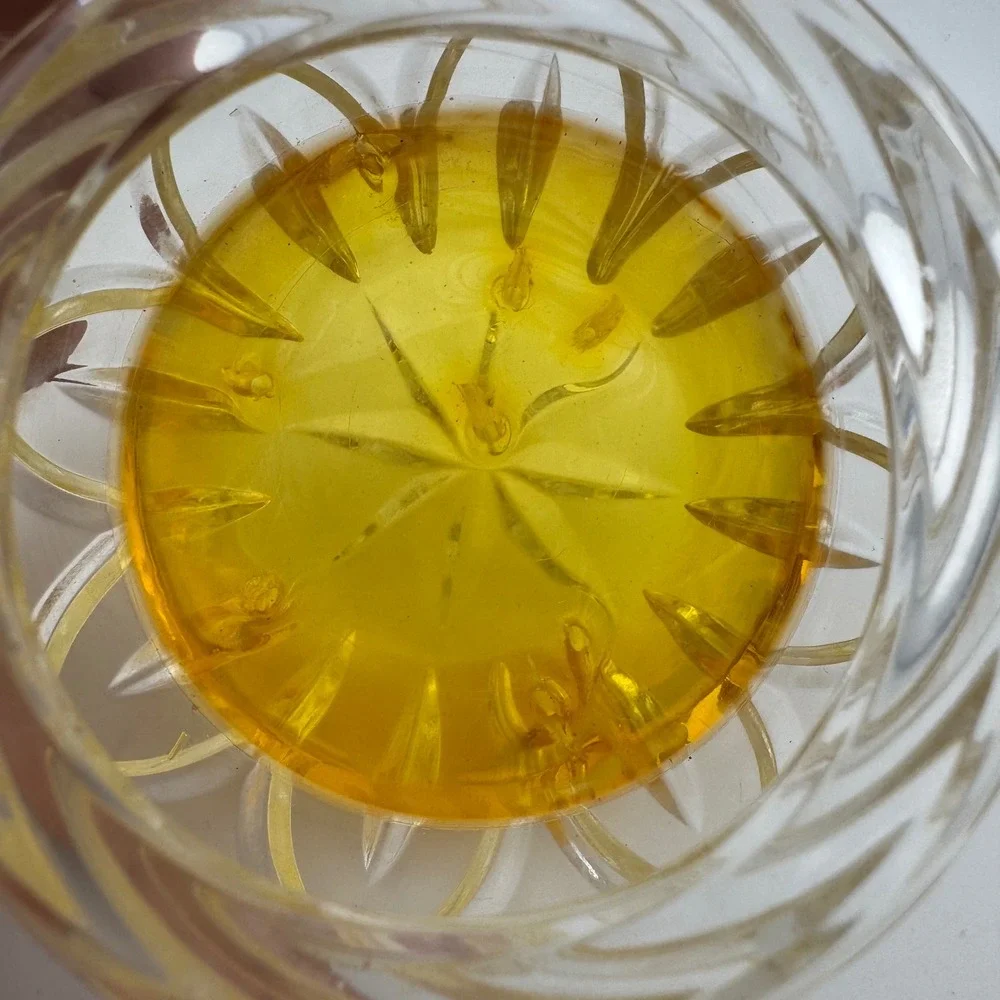 Galanti Vintage Yellow Amber Handcut Lead Crystal Swirl Rose Bowl Vase - Poland